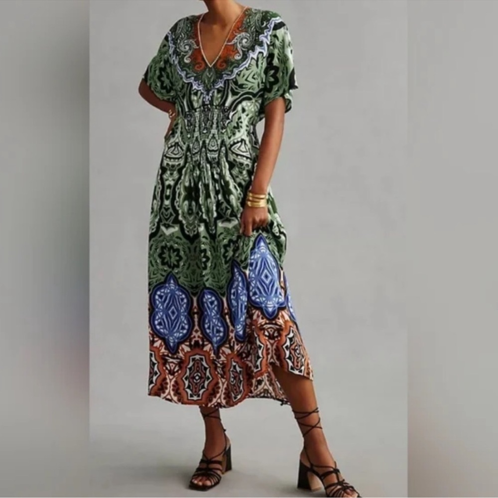 Anthropologie Bl-nk London The Tatiana Kaftan Dress O/S Boho casual Earthy
